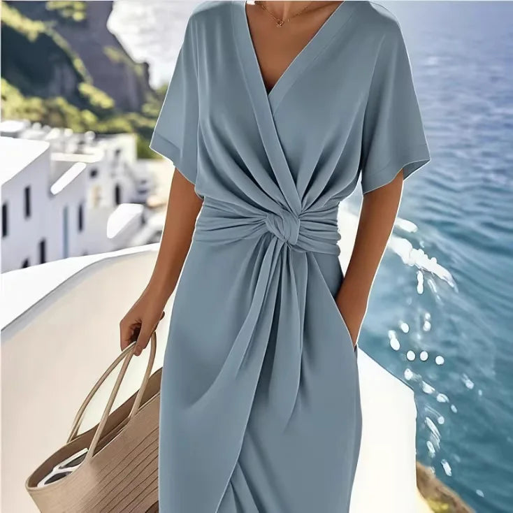 Jane | Nueva moda vestido de encaje sin mangas de color sólido con escote en V