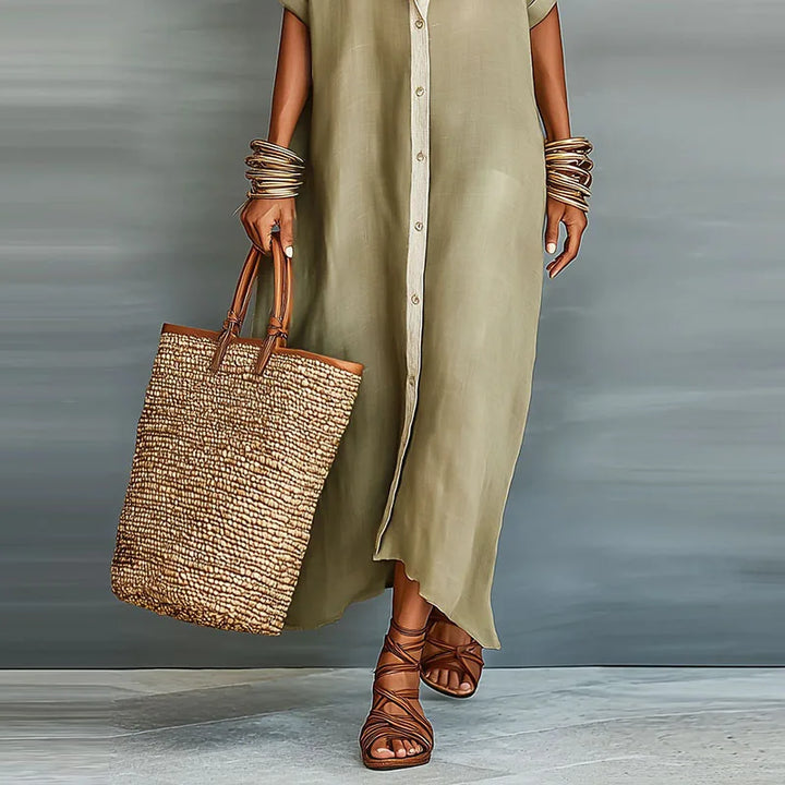 Anastasia™ | Largo vestido camisero con botones