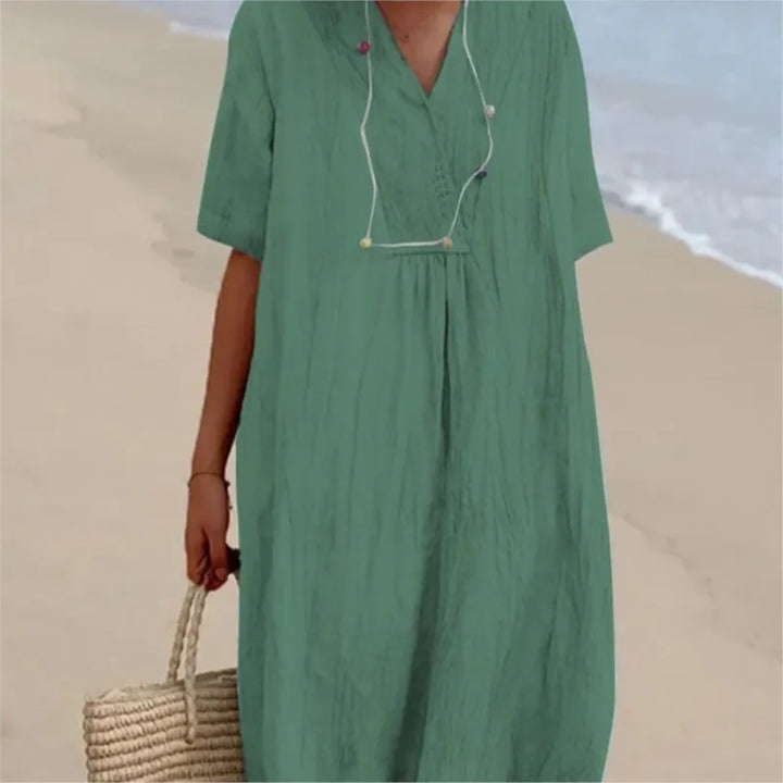 Sandra | Vestido Casual de Lino con Escote en V
