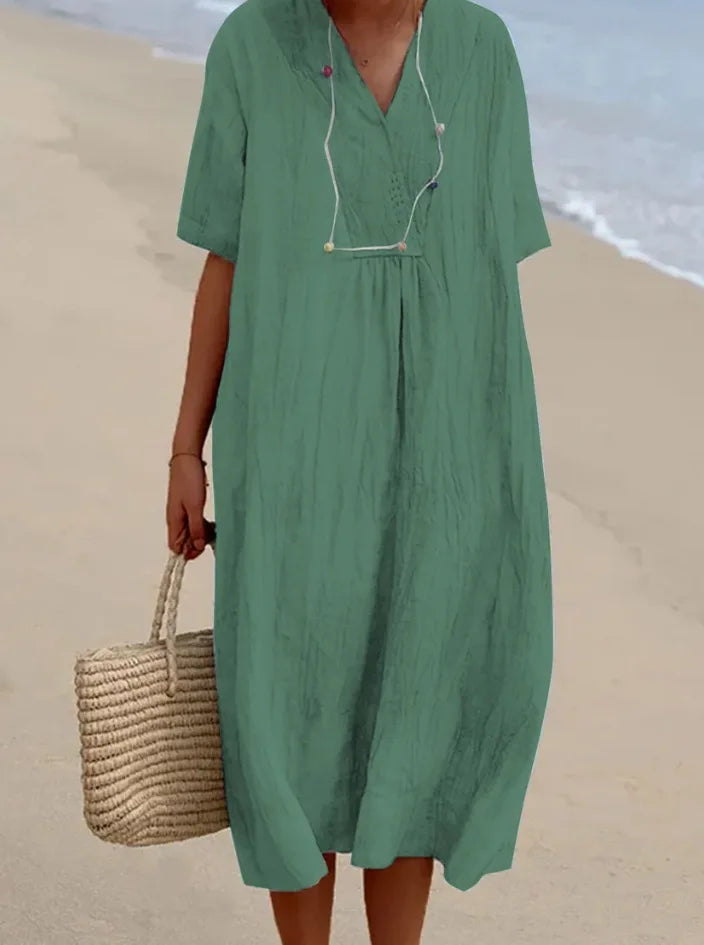 Sandra | Vestido Casual de Lino con Escote en V