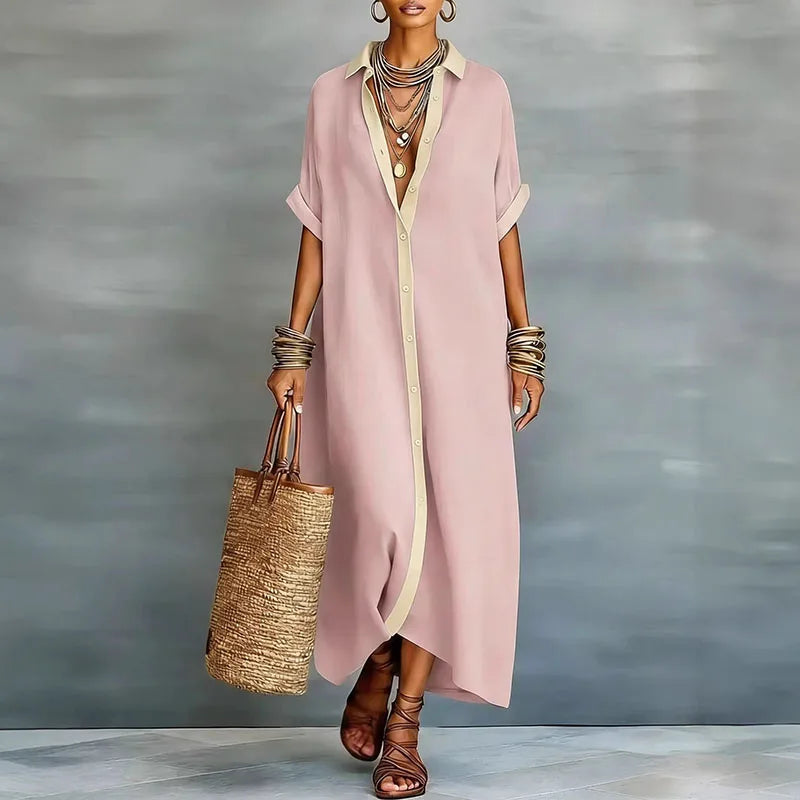 Anastasia™ | Largo vestido camisero con botones