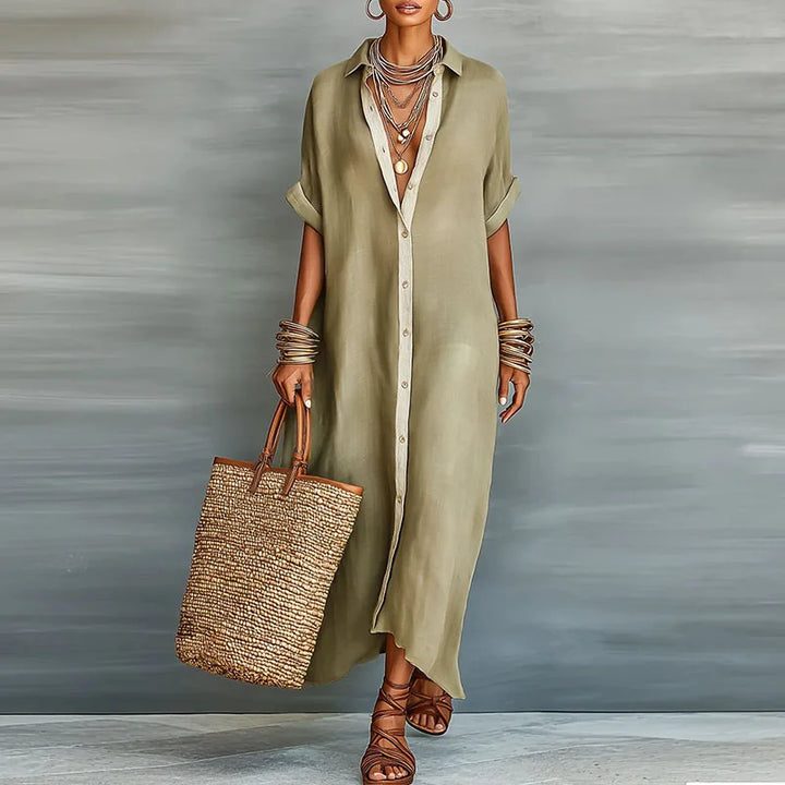 Anastasia™ | Largo vestido camisero con botones
