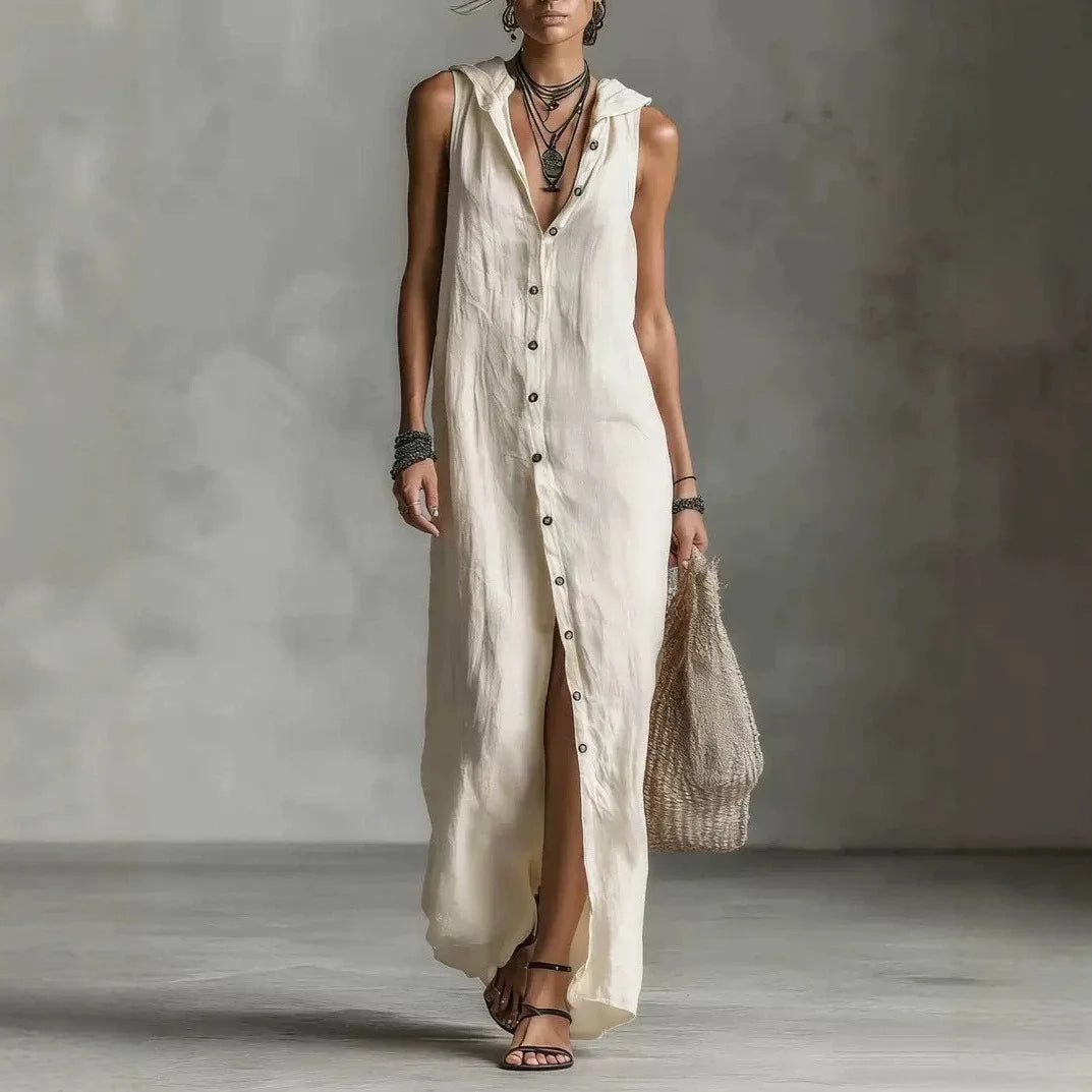 Nino Dress - Nuevo vestido de verano de color sólido con botones