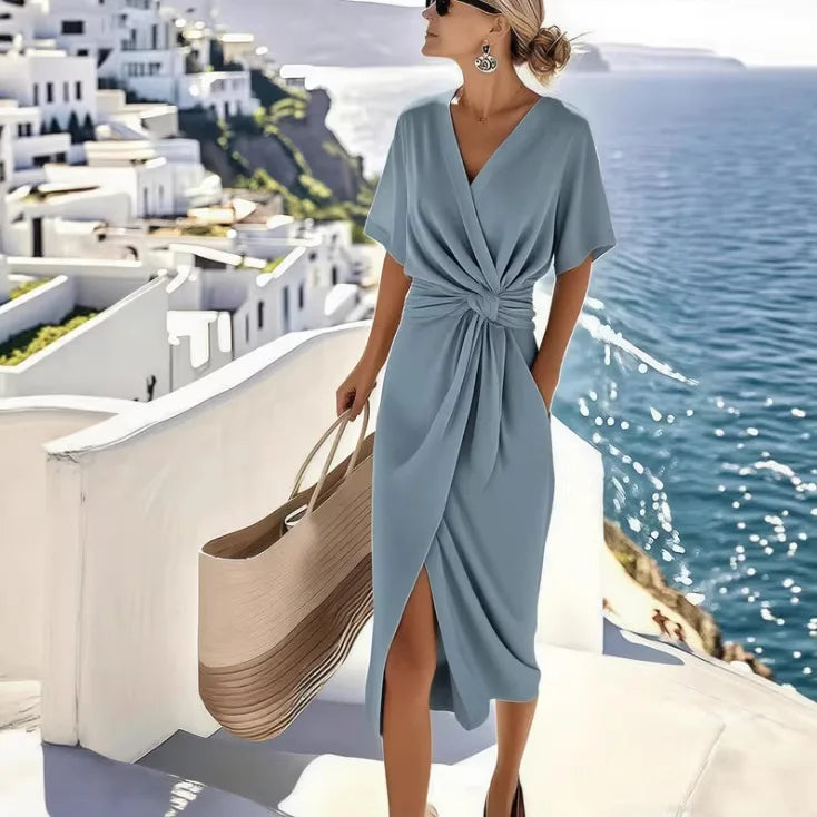 Jane | Nueva moda vestido de encaje sin mangas de color sólido con escote en V