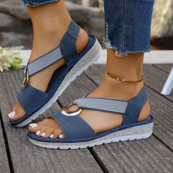 Marlenia - Sandalias Planas con Hebilla de Metal