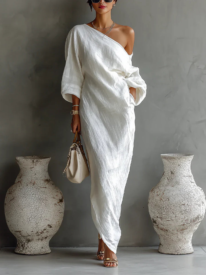 Melisa | Elegante Vestido Maxi Asimétrico y Fluido
