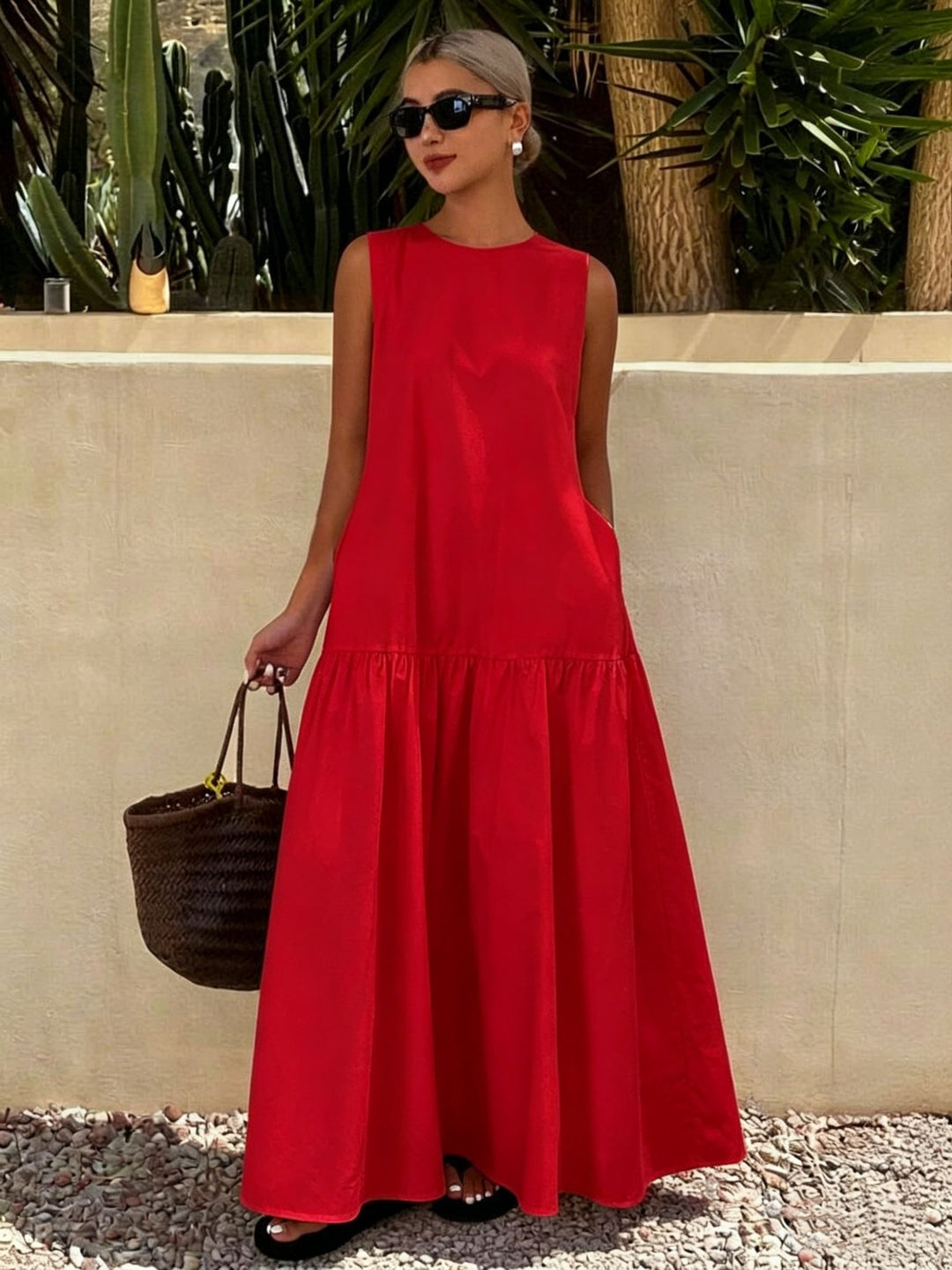 Clara | Vestido Casual Sin Mangas de Color Sólido para Damas