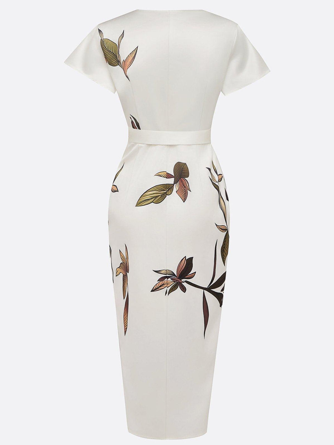 Vestido midi con estampado de hojas
