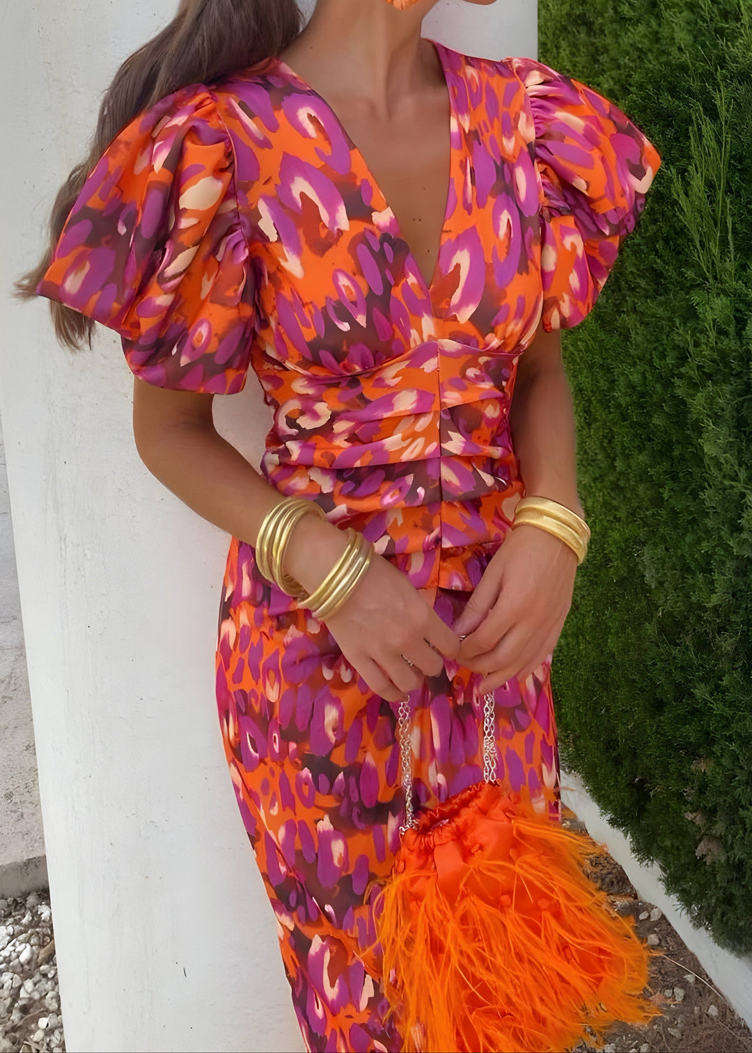 Tora - Vestido con mangas plisadas