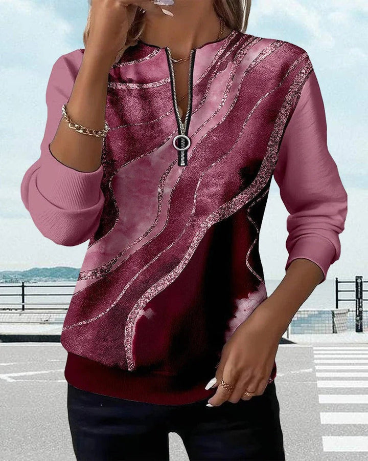Elena | Sudadera de media cremallera con diseño vintage