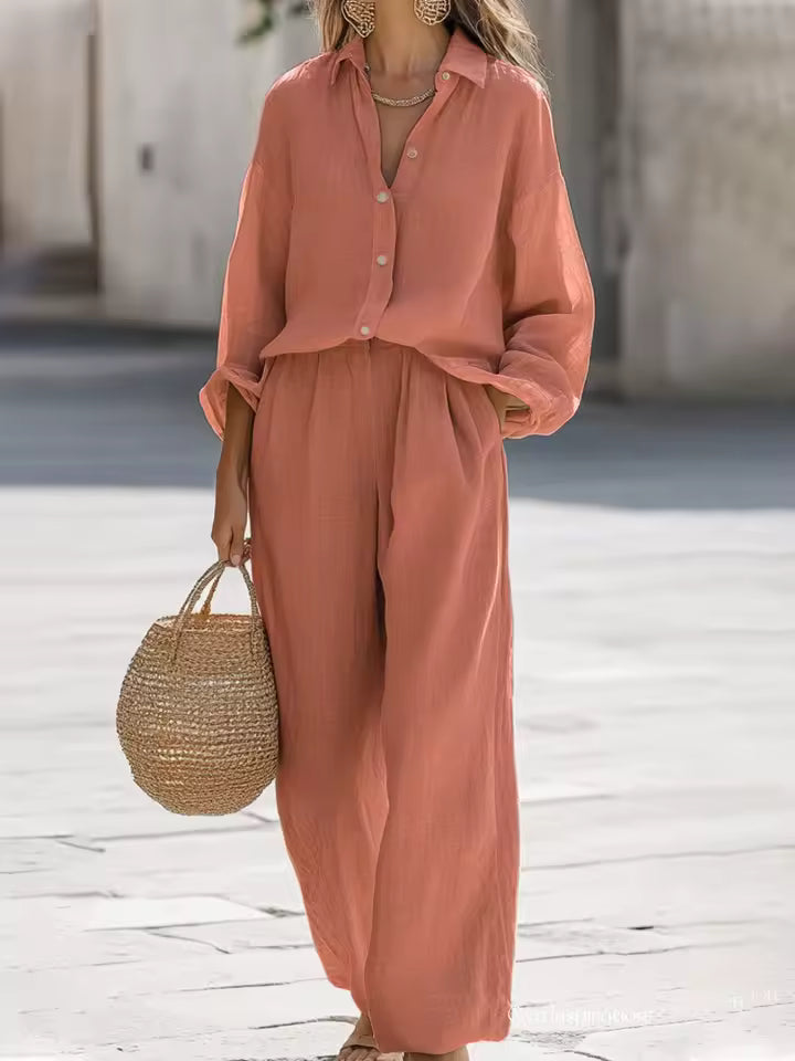 Saturnina | Conjunto de Pantalón Estilo Simple de Algodón