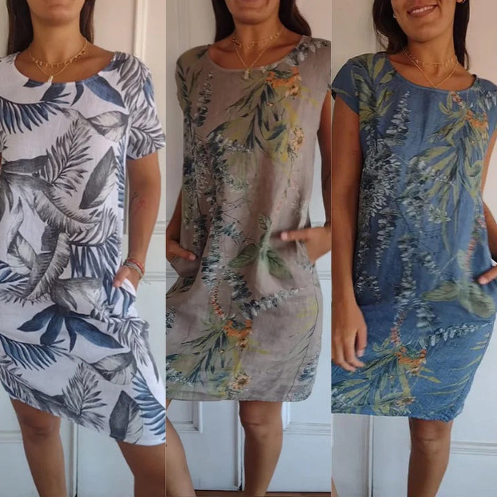 Vestido Elegante con Estampado Botánico