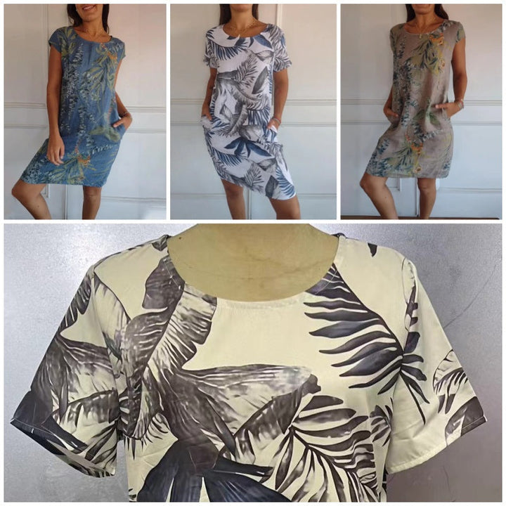Vestido Elegante con Estampado Botánico